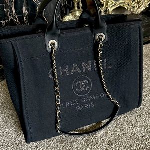 Black CHANEL Deauville Large Tote